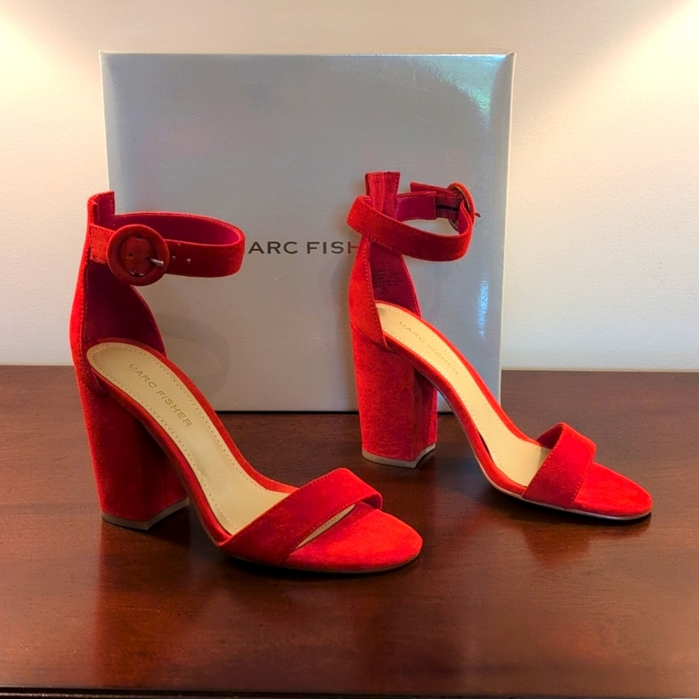 👠 Perfect MARC FISHER Suede MAGALI - Medium Red Suede👠